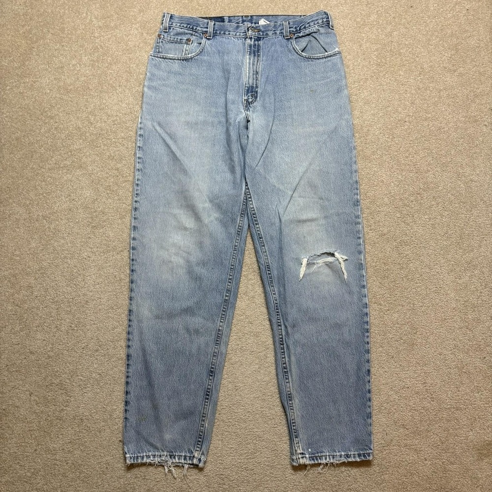 Vtg Levis 560‎ Jeans Mens 34x34 Blue Relaxed Tapered Denim Distressed USA 90s